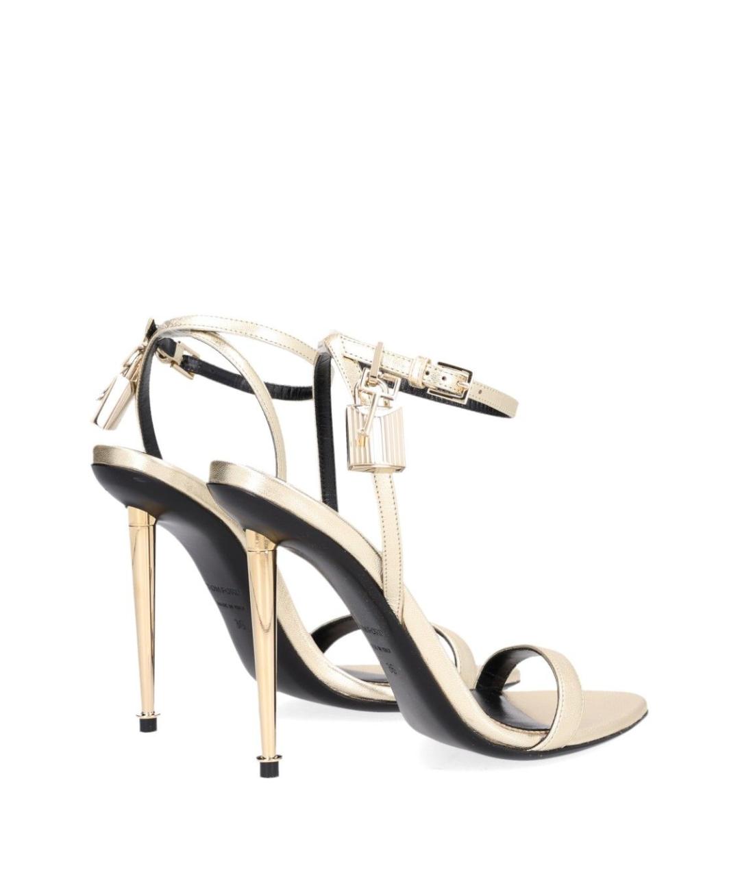 TOM FORD Золотые кожаные босоножки, фото 3