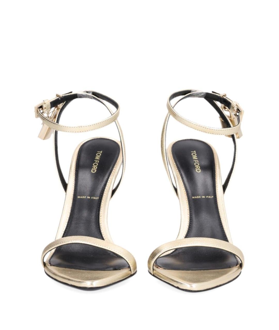 TOM FORD Золотые кожаные босоножки, фото 5