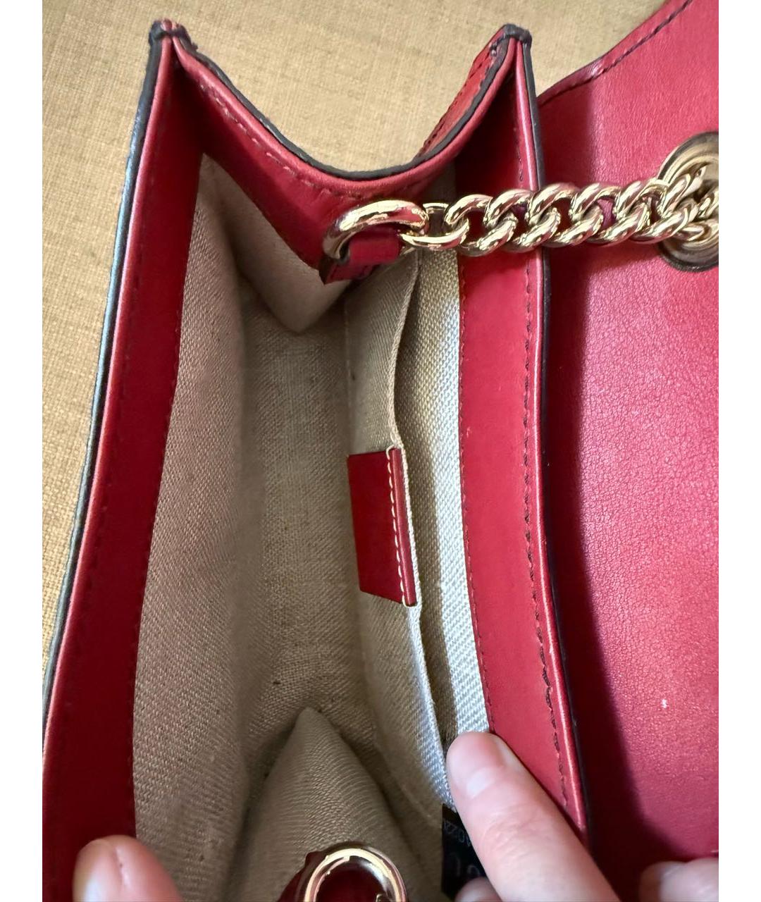 GUCCI Бордовая кожаная сумка через плечо, фото 4
