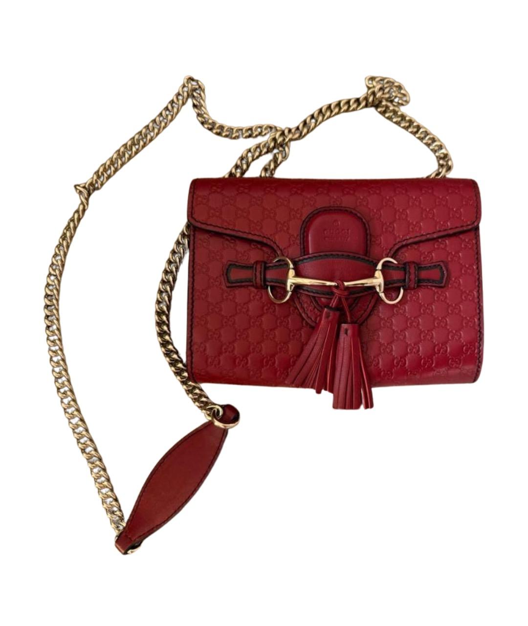 GUCCI Бордовая кожаная сумка через плечо, фото 1