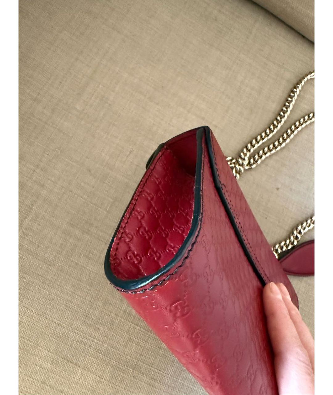 GUCCI Бордовая кожаная сумка через плечо, фото 2