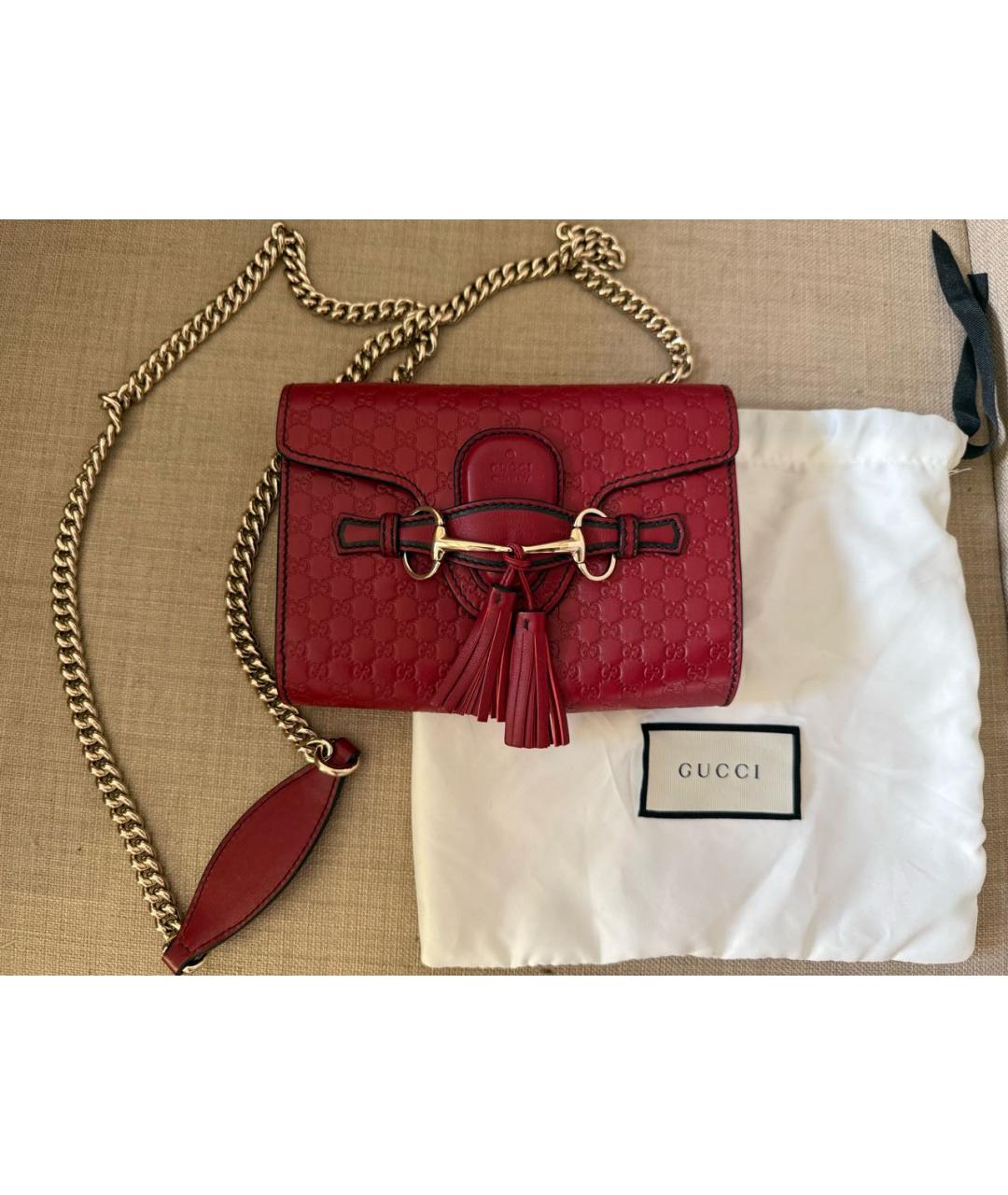 GUCCI Бордовая кожаная сумка через плечо, фото 5