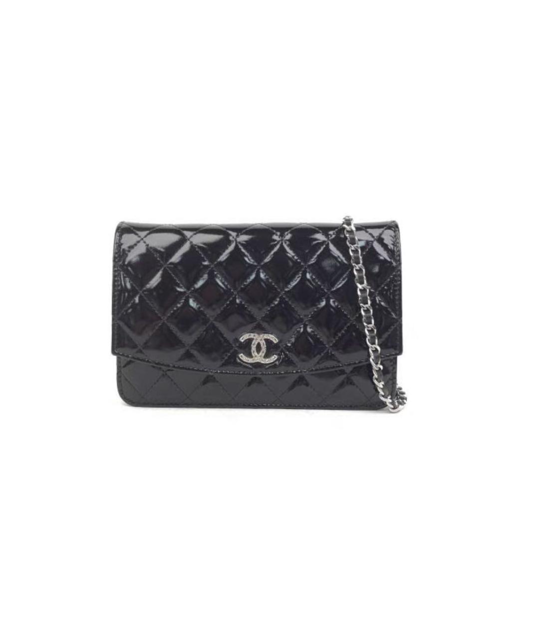 CHANEL Черная сумка через плечо из лакированной кожи, фото 7