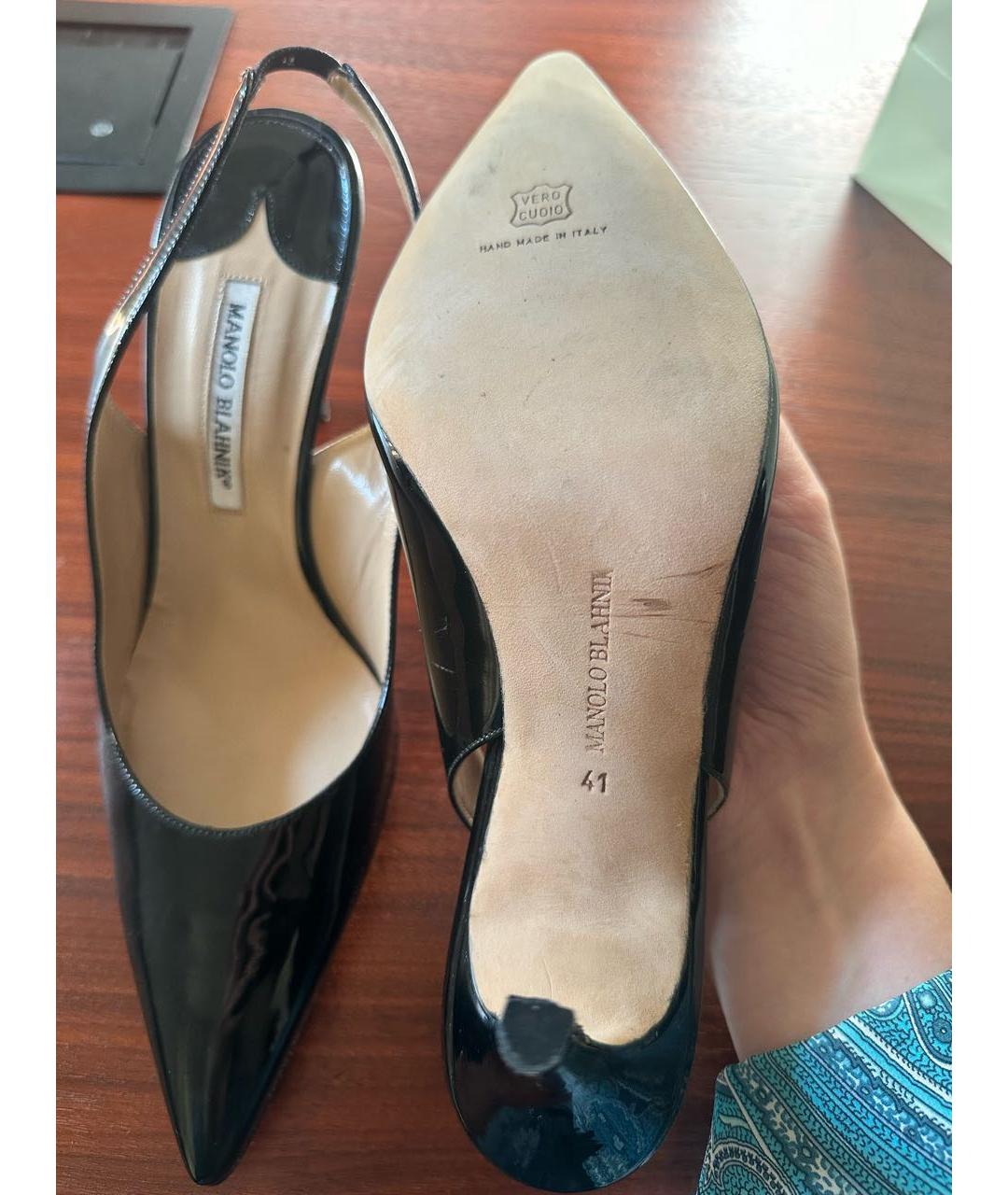 MANOLO BLAHNIK Черные туфли из лакированной кожи, фото 3