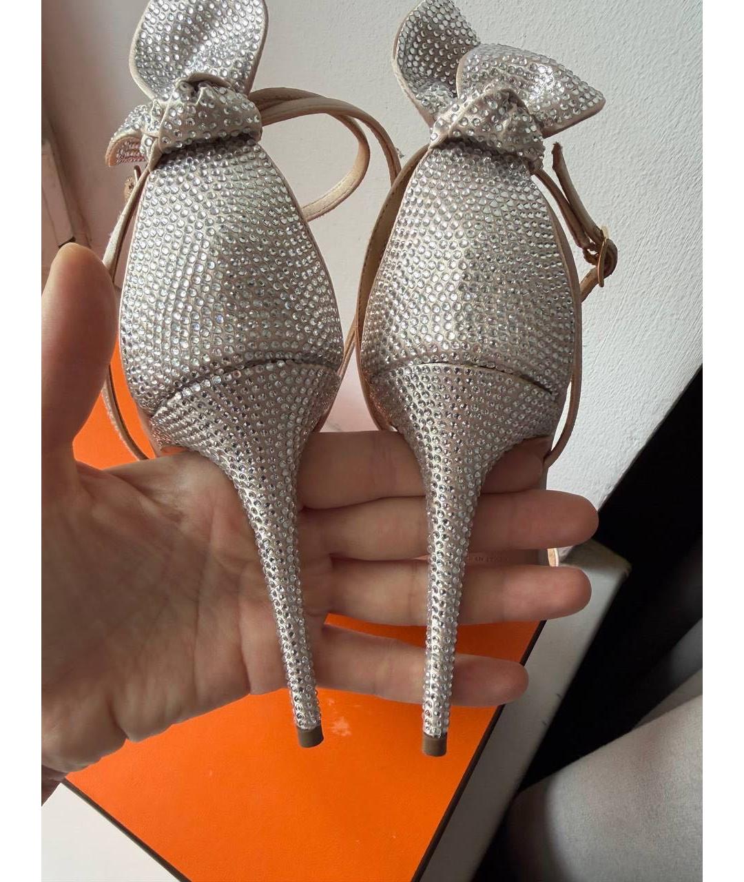 AQUAZZURA Бежевые текстильные босоножки, фото 6