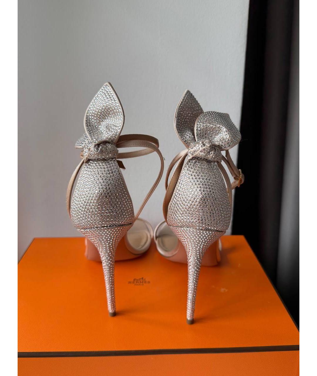 AQUAZZURA Бежевые текстильные босоножки, фото 4