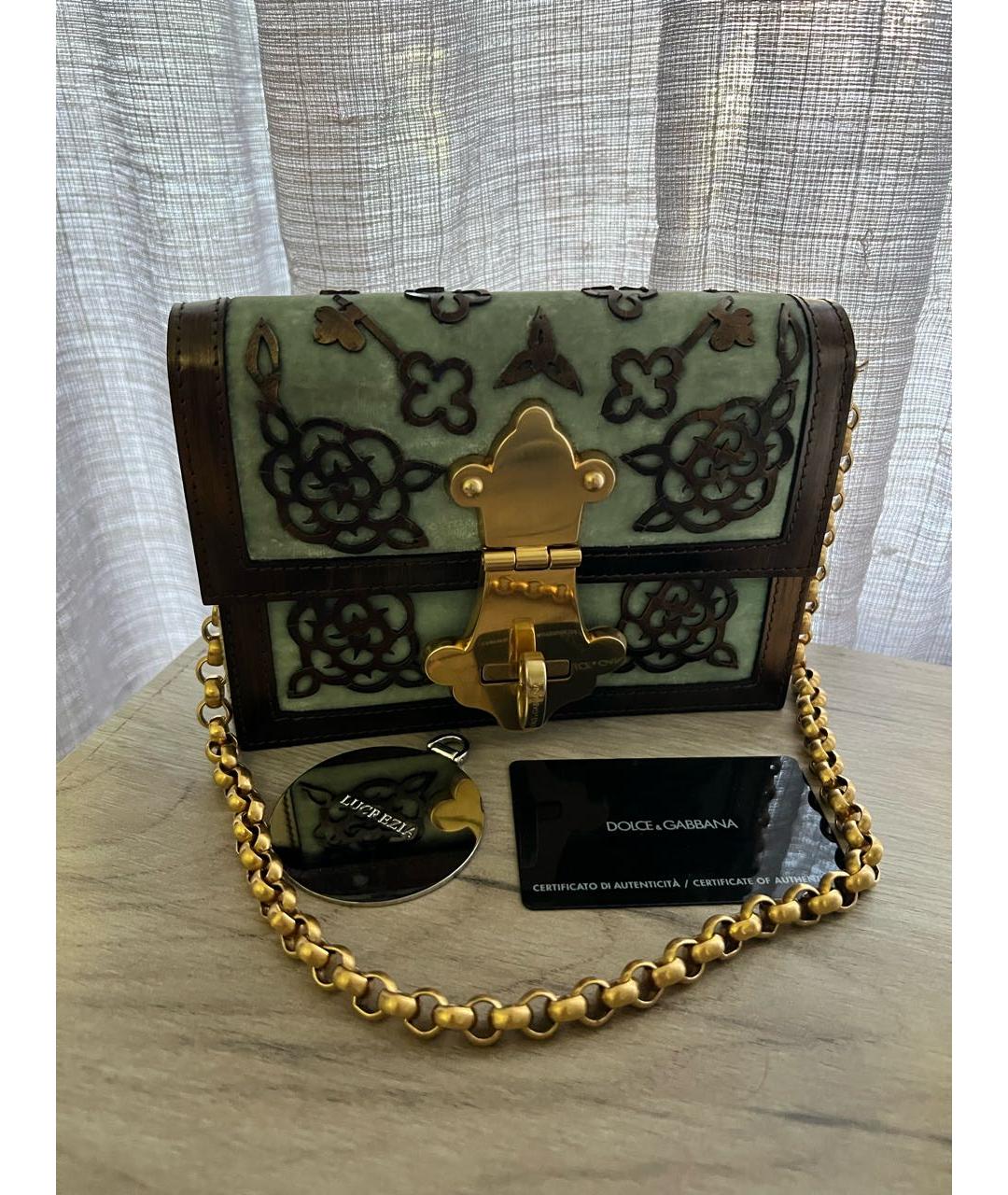 DOLCE&GABBANA Бирюзовая кожаная сумка через плечо, фото 7