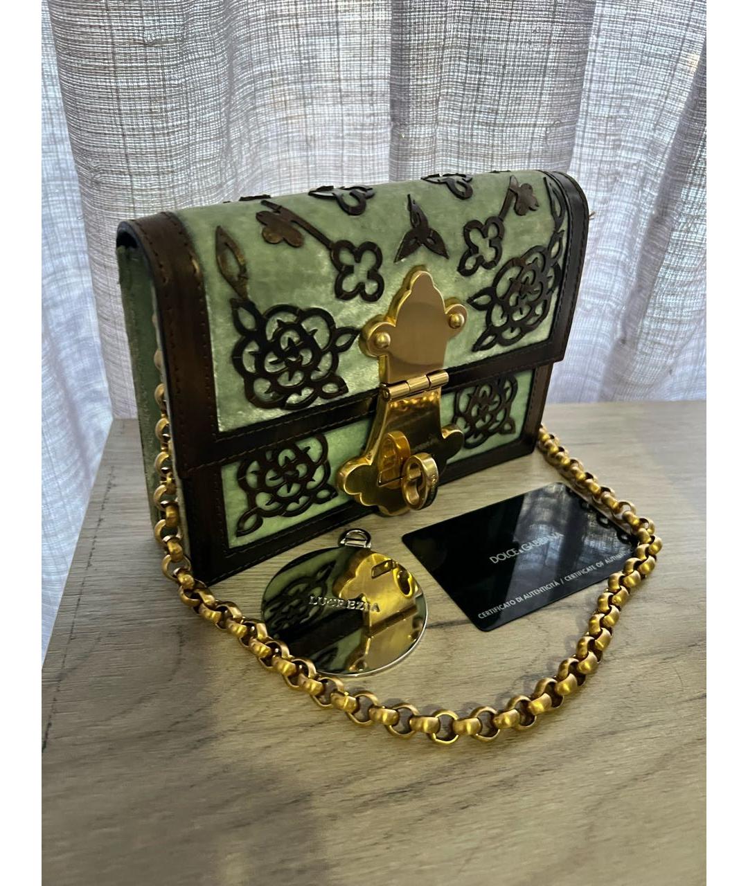 DOLCE&GABBANA Бирюзовая кожаная сумка через плечо, фото 2