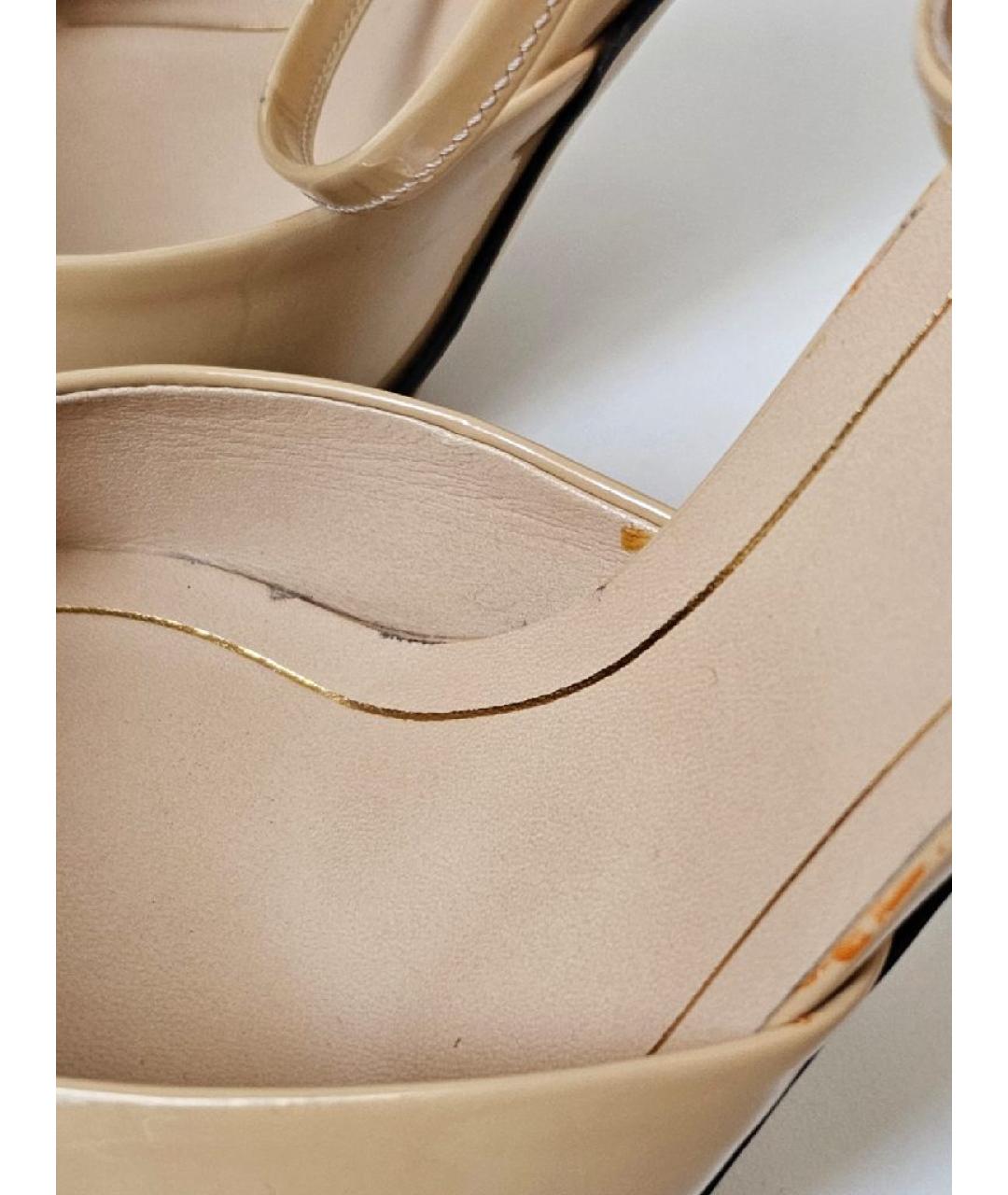 GUCCI Бежевые туфли из лакированной кожи, фото 7