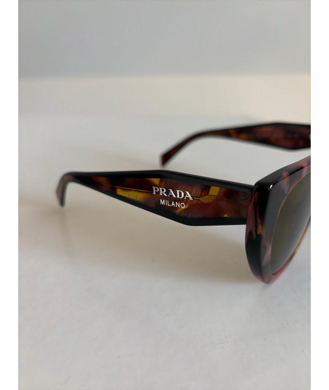 PRADA Коричневые пластиковые солнцезащитные очки, фото 3