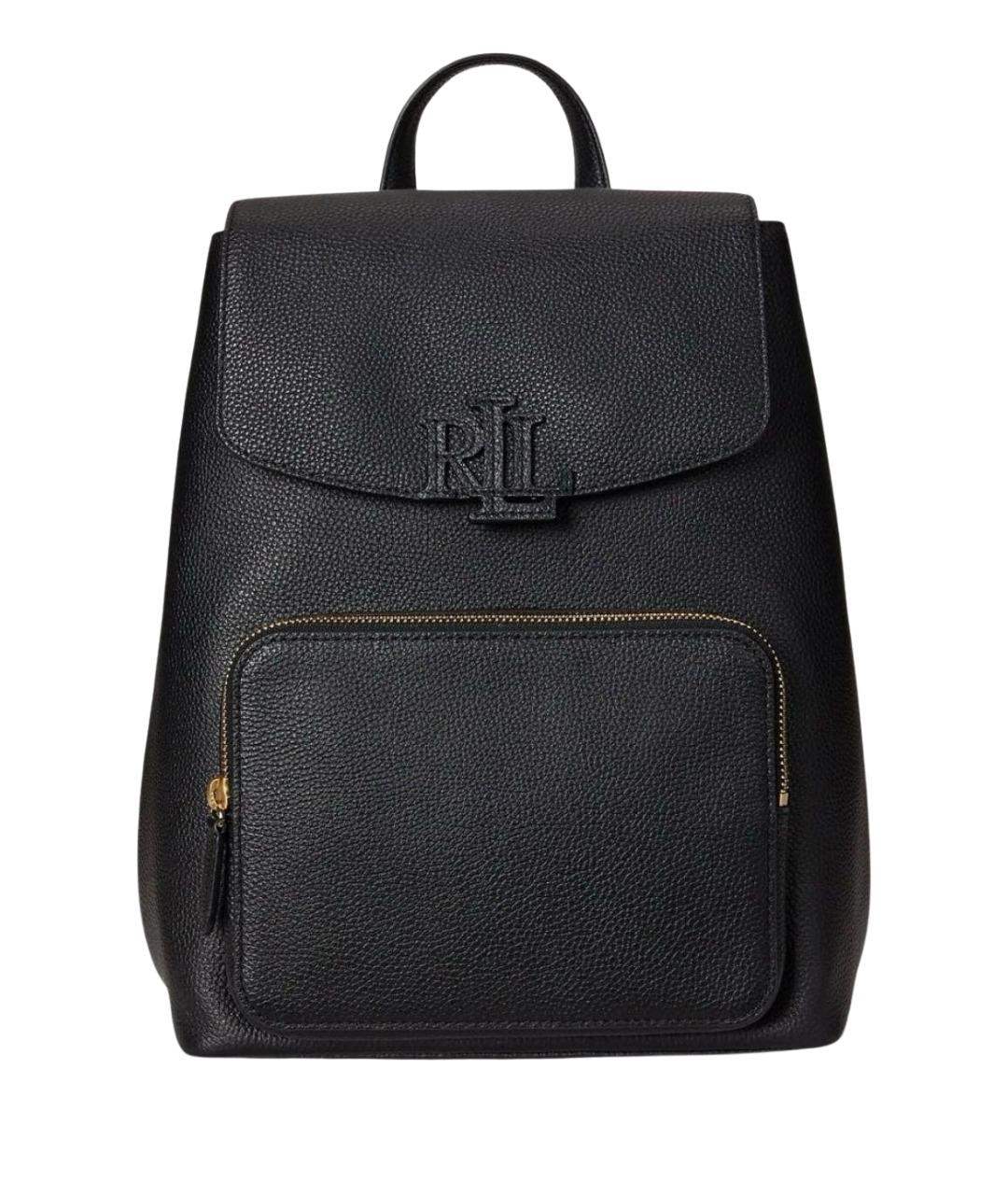 RALPH LAUREN Черный кожаный рюкзак, фото 1