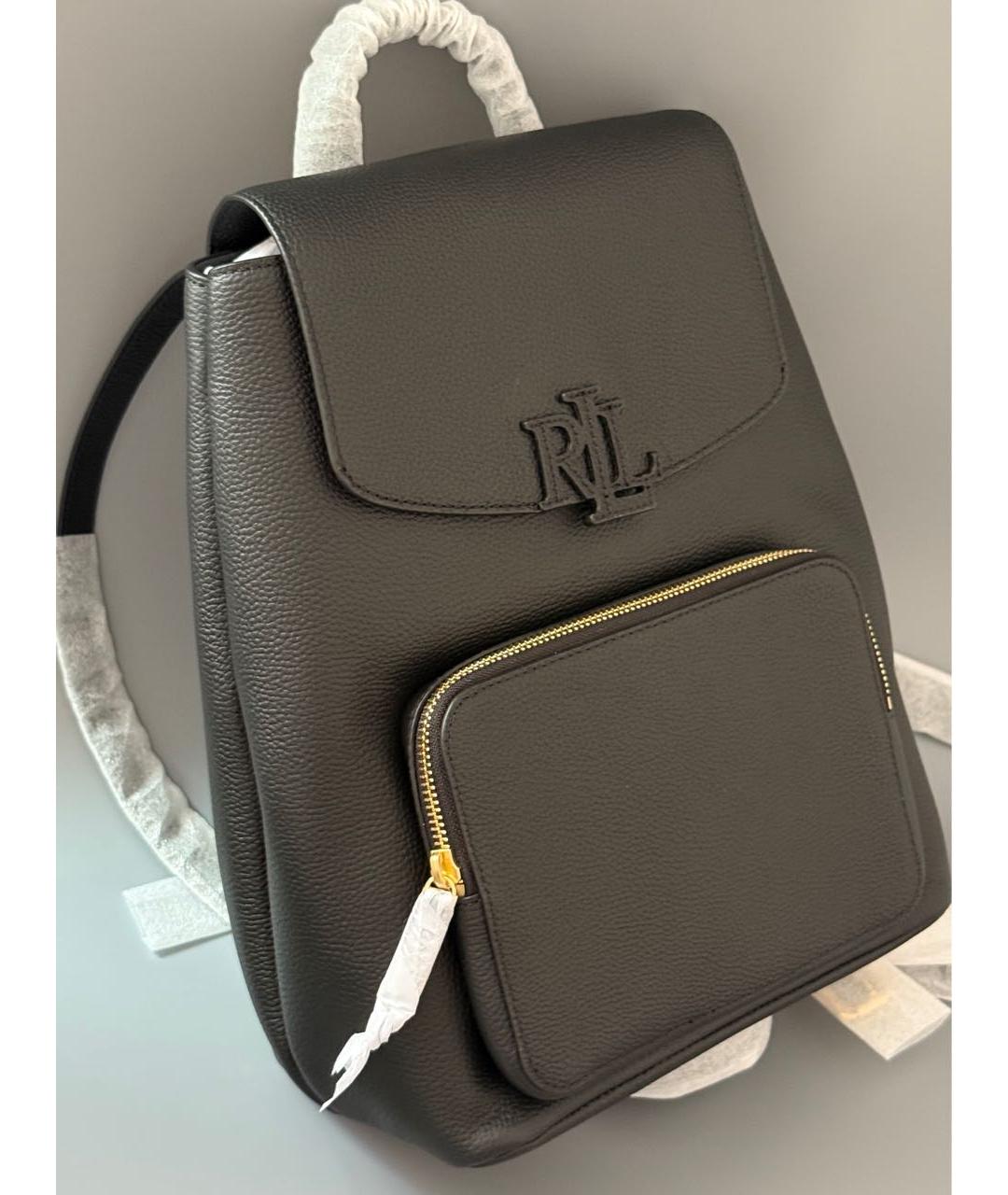 RALPH LAUREN Черный кожаный рюкзак, фото 2