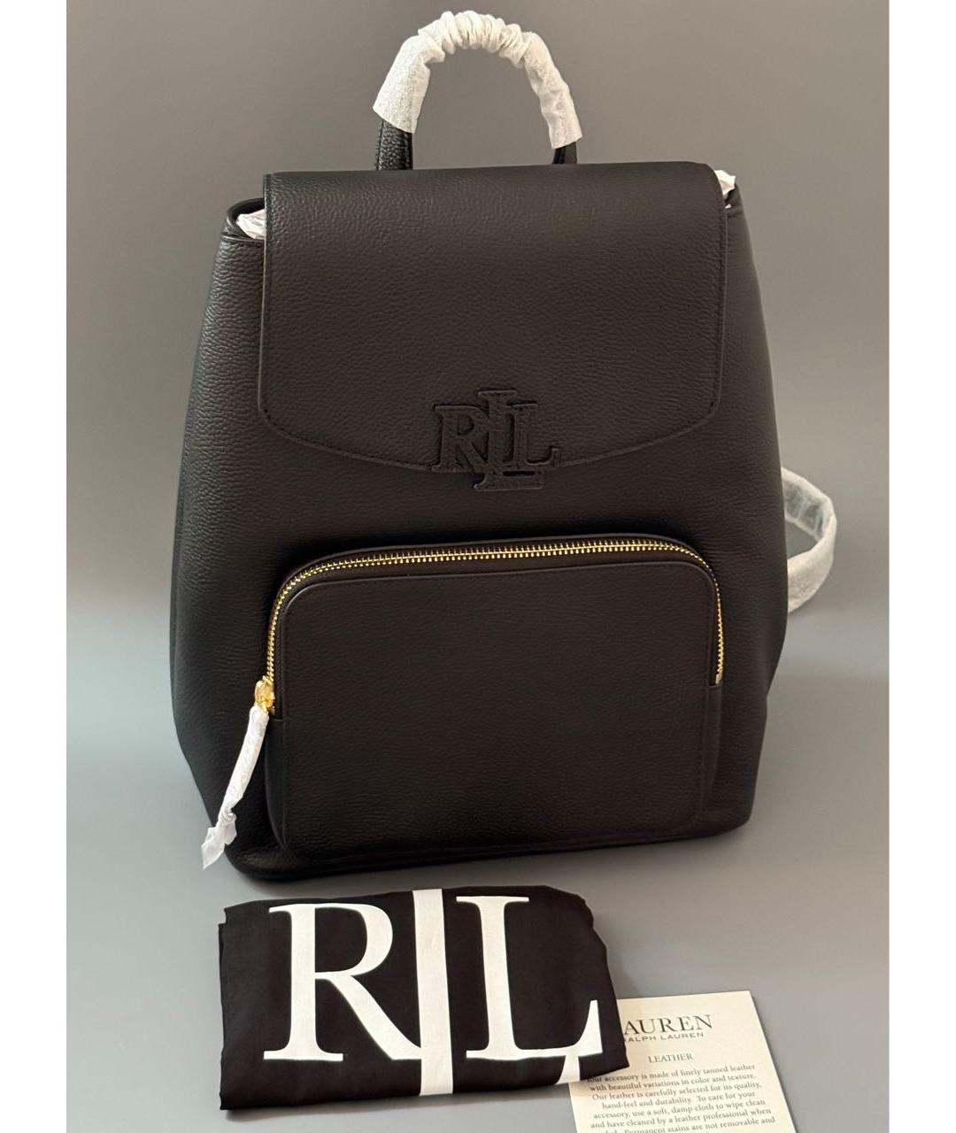 RALPH LAUREN Черный кожаный рюкзак, фото 6