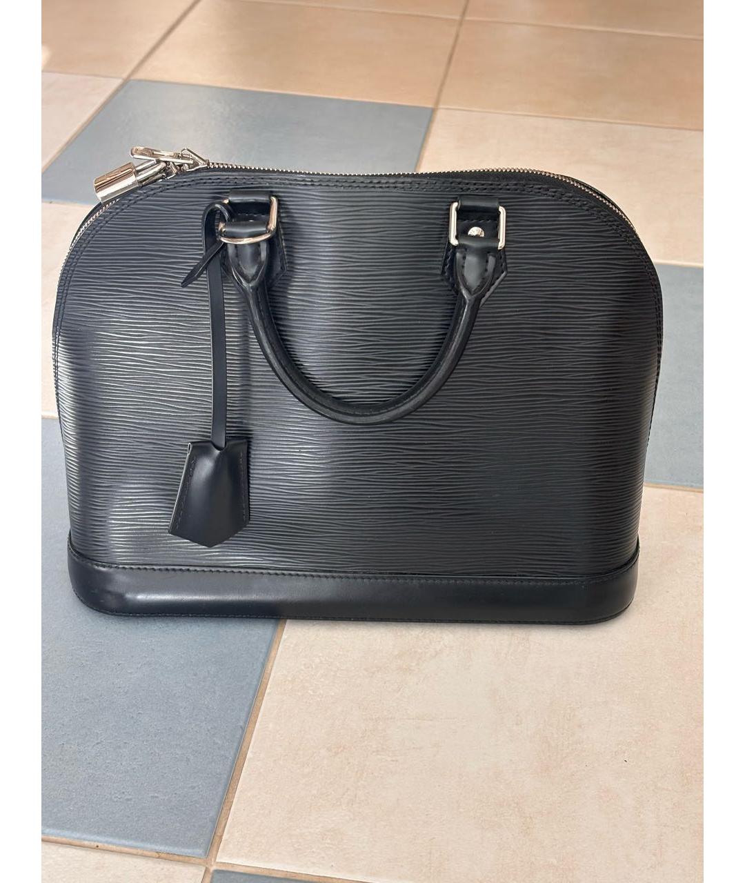 LOUIS VUITTON Черная кожаная сумка с короткими ручками, фото 5