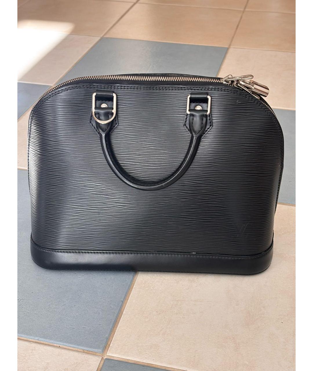 LOUIS VUITTON Черная кожаная сумка с короткими ручками, фото 3