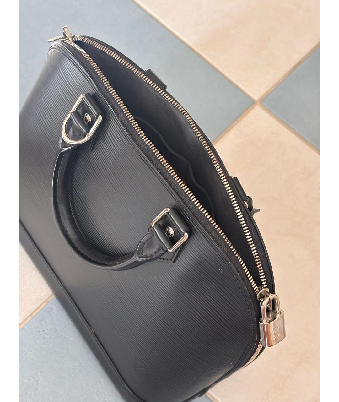 LOUIS VUITTON Черная кожаная сумка с короткими ручками, фото 4