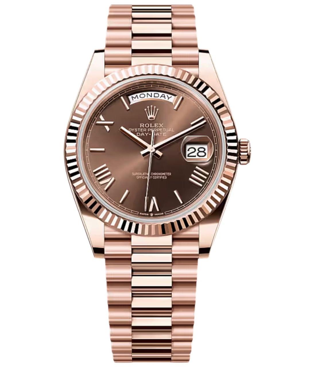 ROLEX Коричневые часы из розового золота, фото 1
