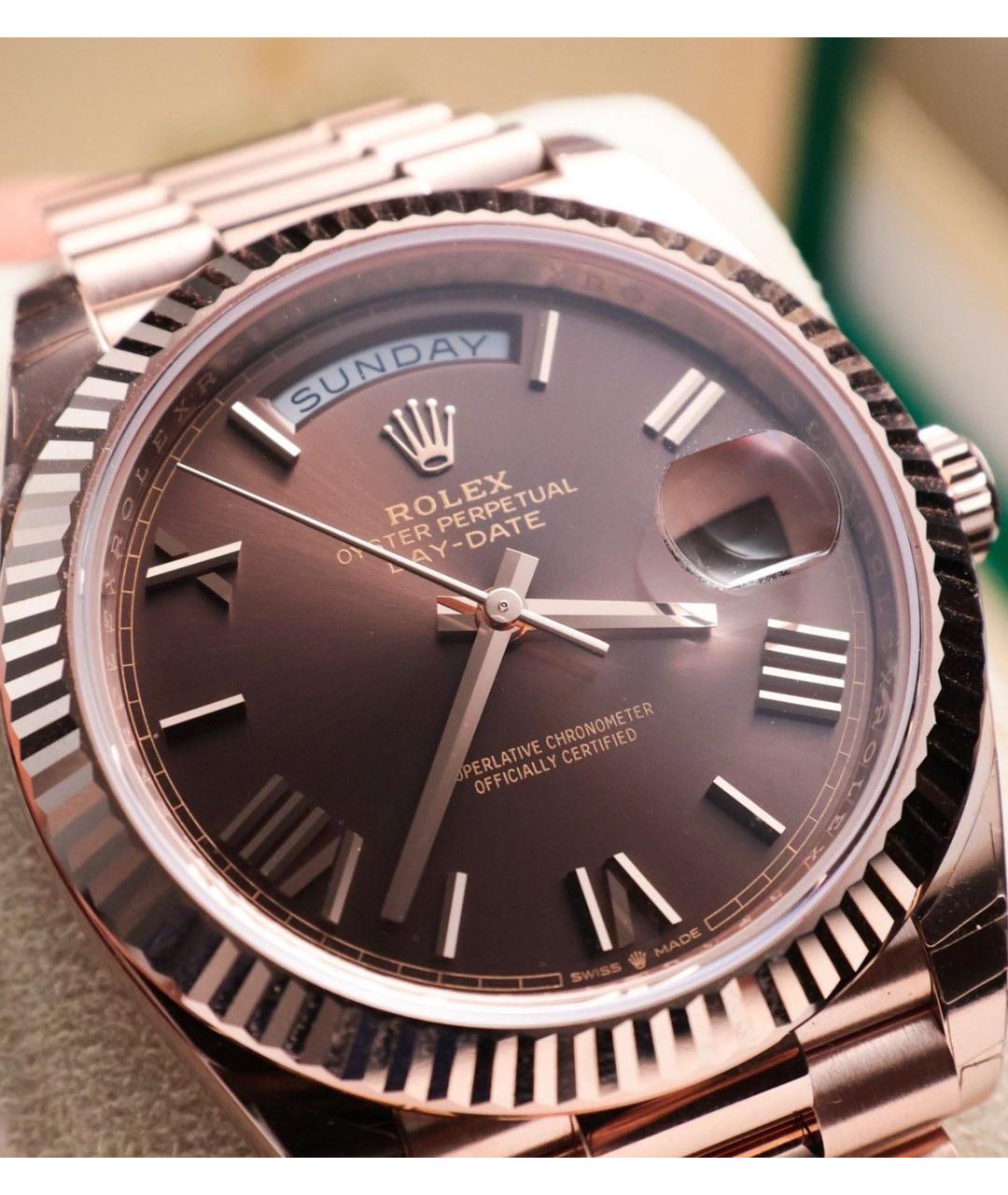 ROLEX Коричневые часы из розового золота, фото 3