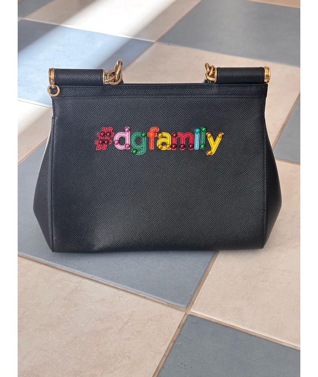 DOLCE&GABBANA Черная кожаная сумка с короткими ручками, фото 3