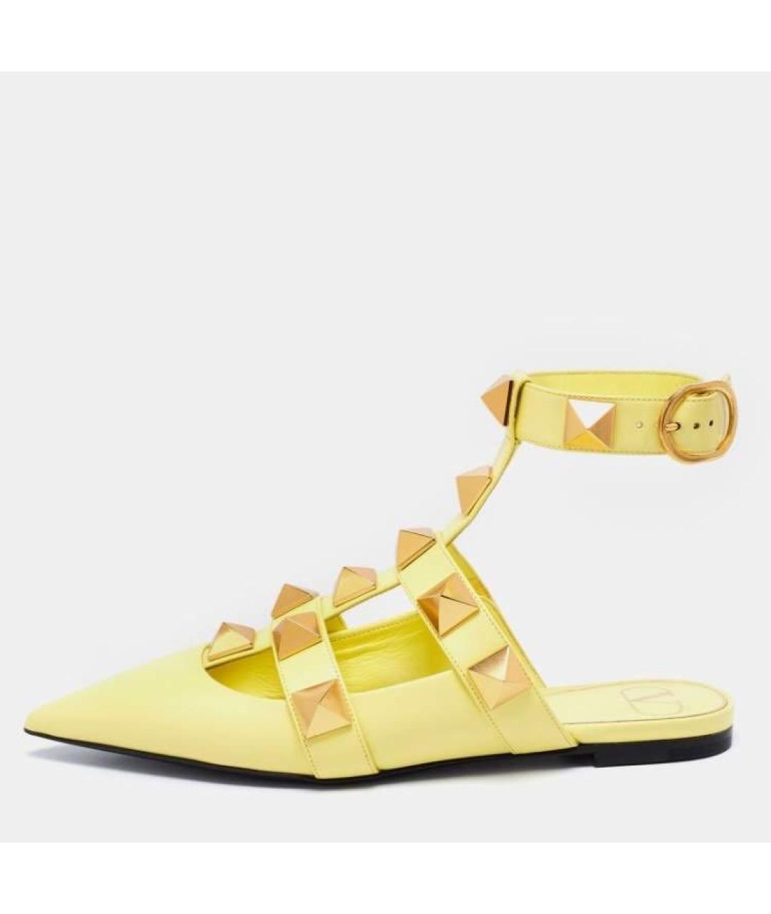 VALENTINO Желтые кожаные босоножки, фото 9