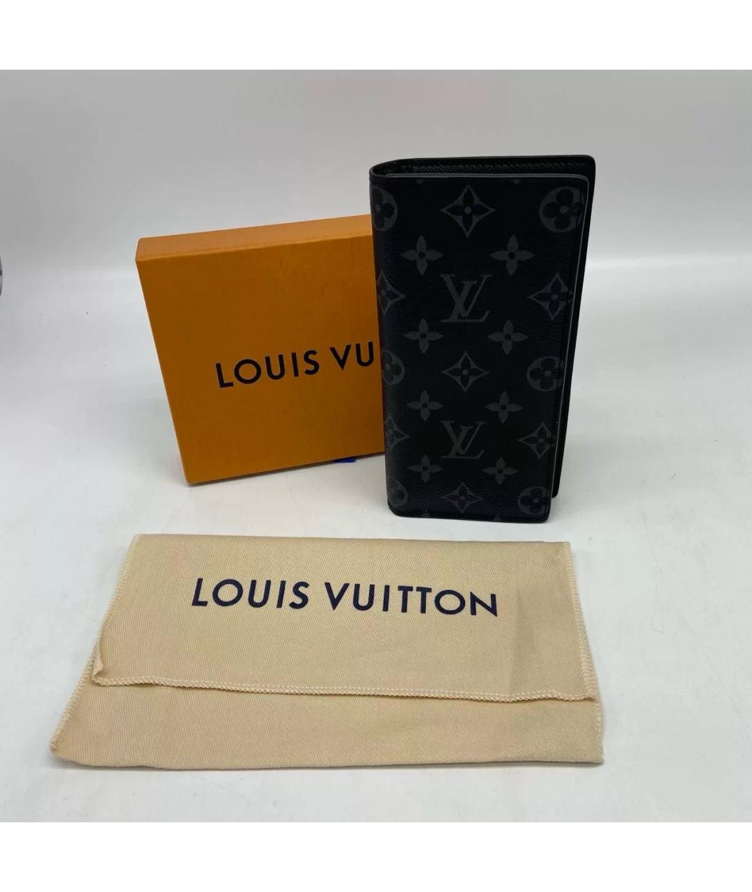 LOUIS VUITTON Черный кожаный кошелек, фото 2