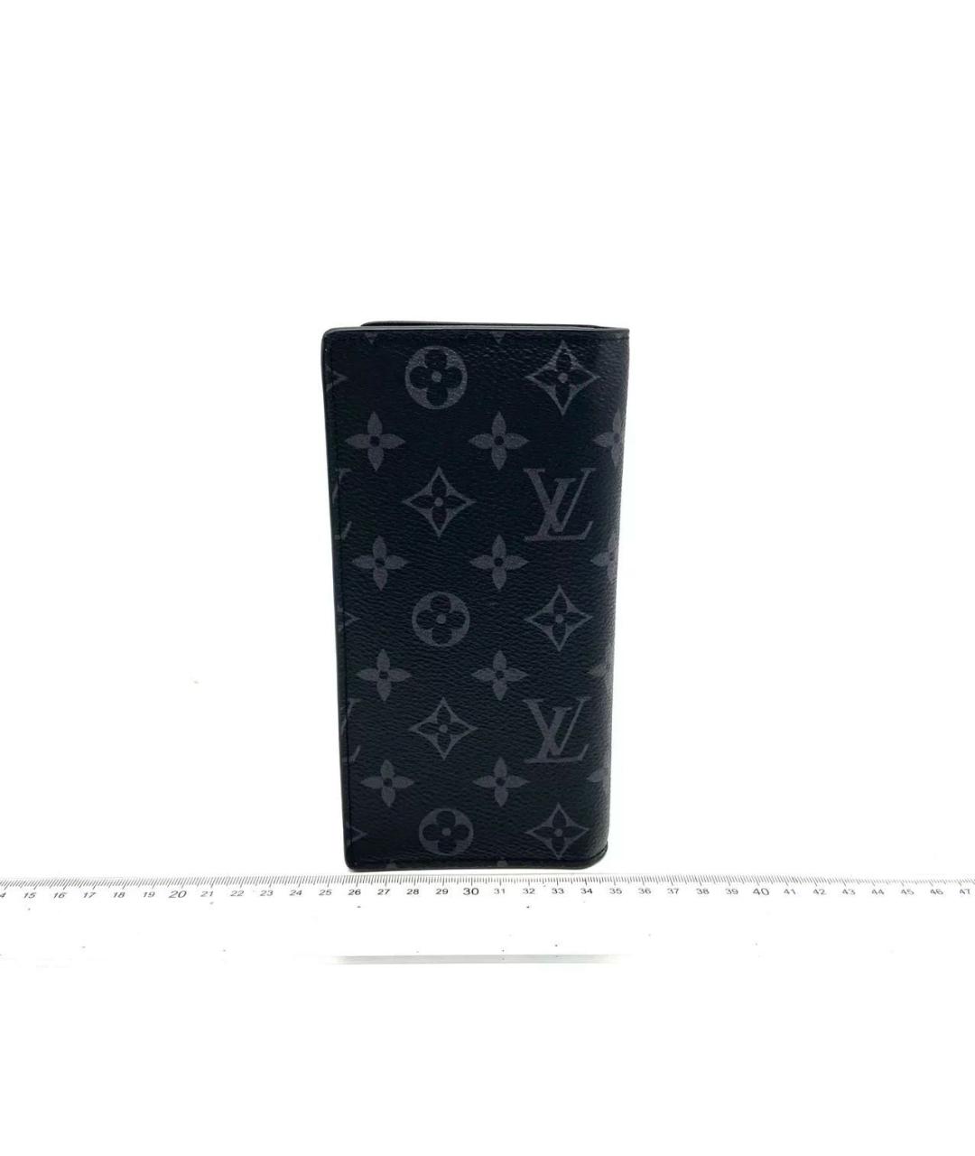 LOUIS VUITTON Черный кожаный кошелек, фото 3
