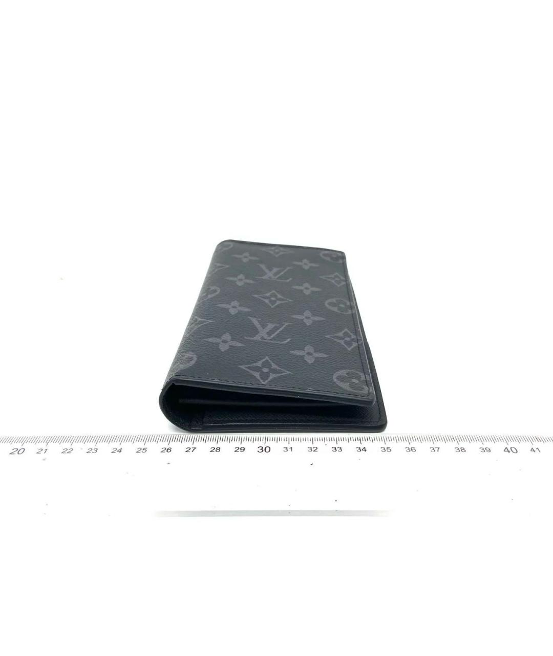 LOUIS VUITTON Черный кожаный кошелек, фото 5
