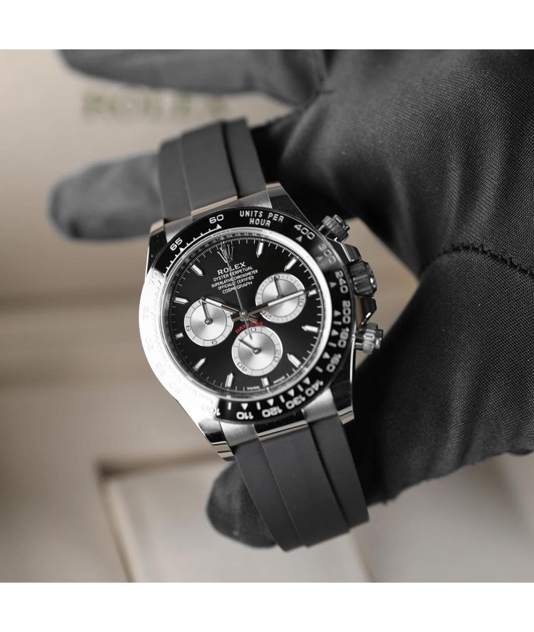 ROLEX Черные часы из белого золота, фото 2