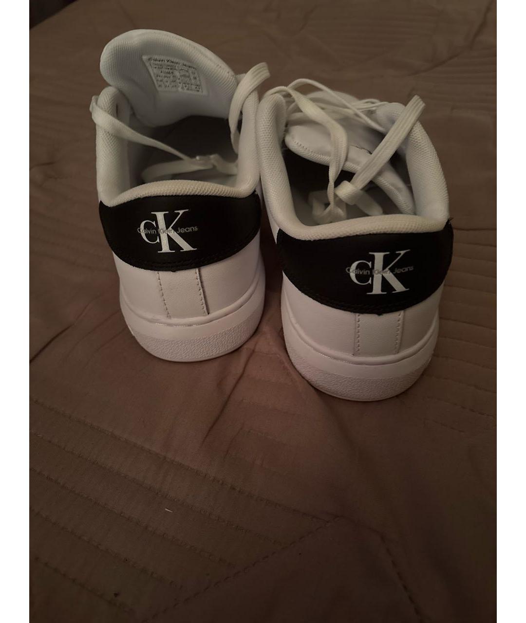 CALVIN KLEIN Белые кожаные низкие кроссовки / кеды, фото 4