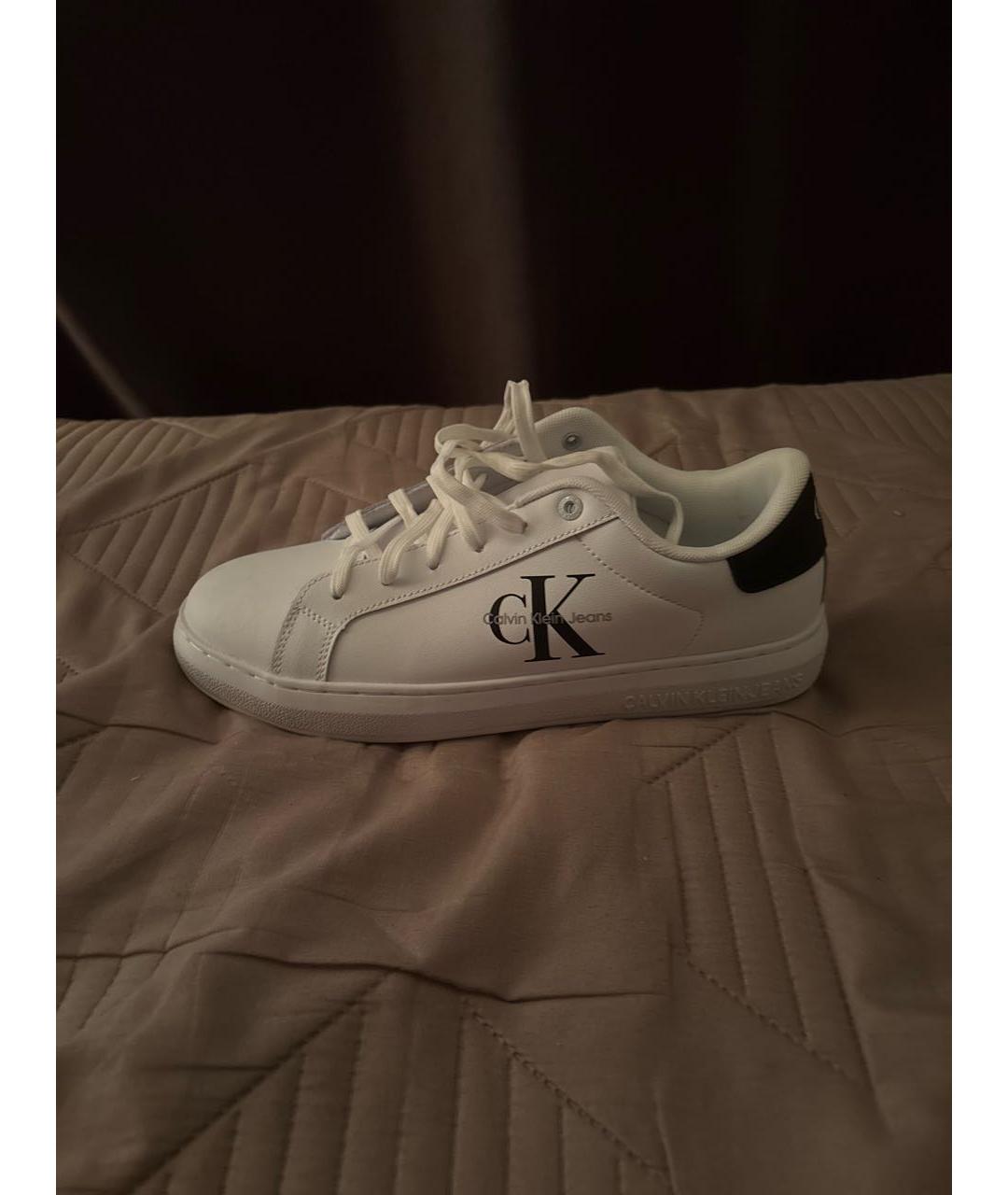 CALVIN KLEIN Белые кожаные низкие кроссовки / кеды, фото 5