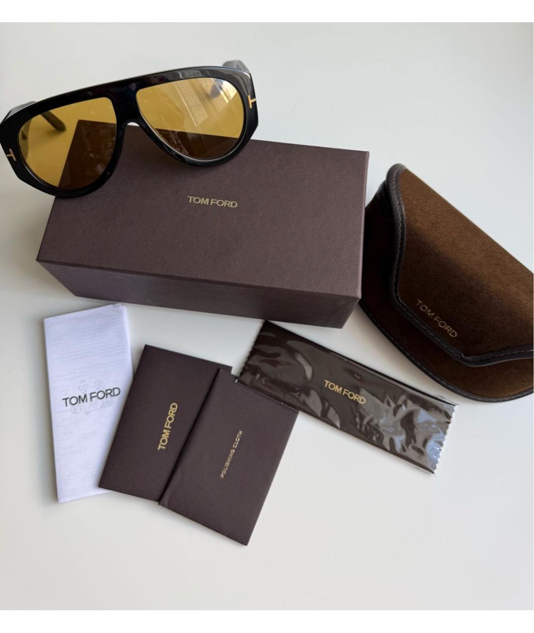 TOM FORD Черные пластиковые солнцезащитные очки, фото 4