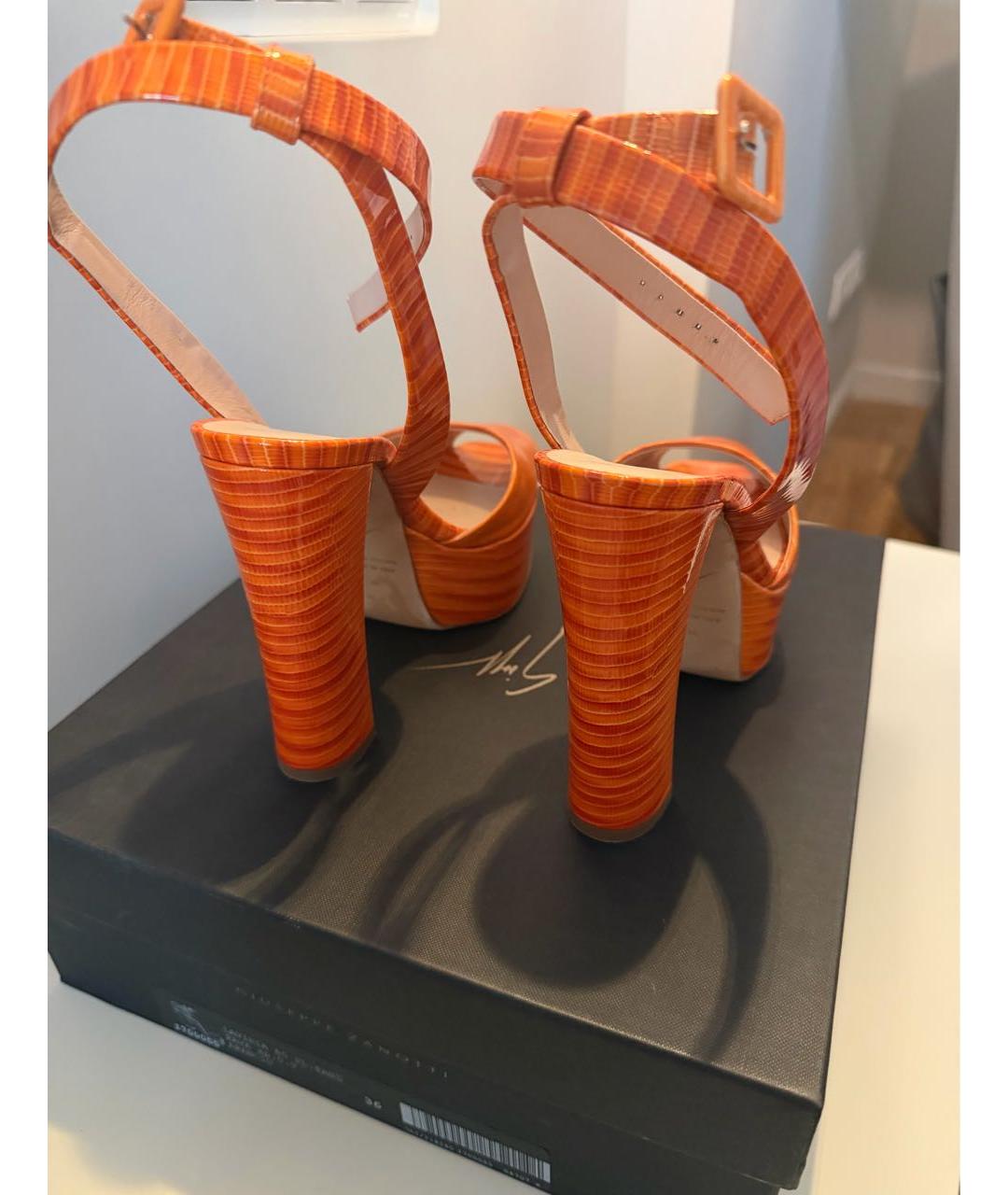 GIUSEPPE ZANOTTI DESIGN Оранжевые кожаные босоножки, фото 4