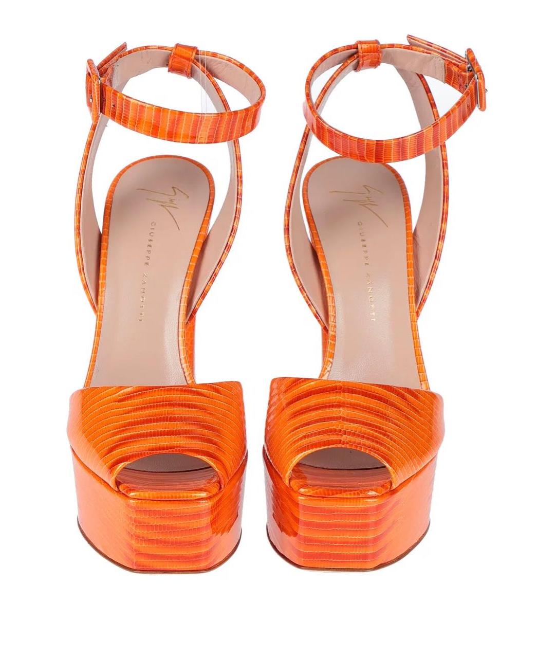 GIUSEPPE ZANOTTI DESIGN Оранжевые кожаные босоножки, фото 2