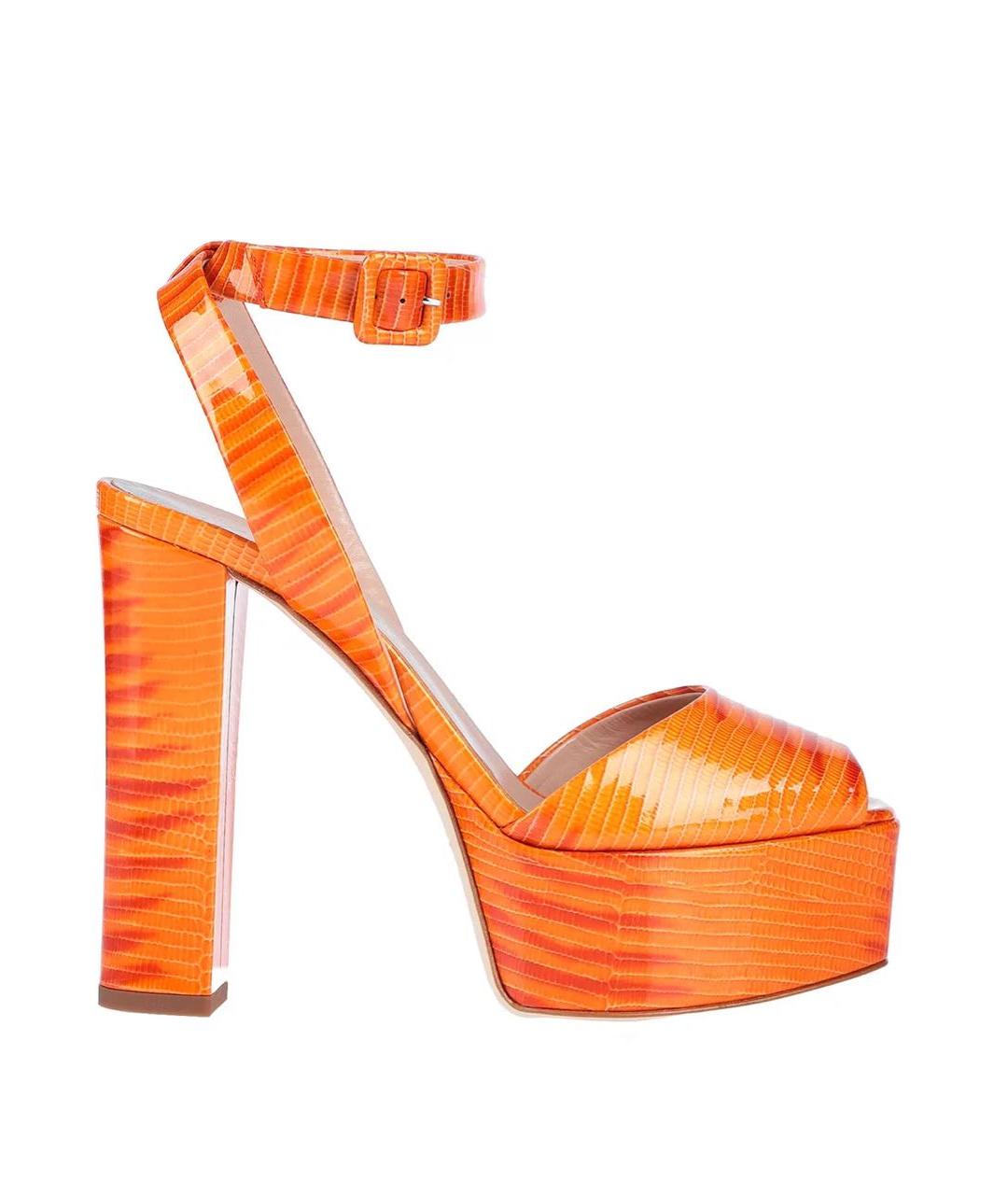 GIUSEPPE ZANOTTI DESIGN Оранжевые кожаные босоножки, фото 9