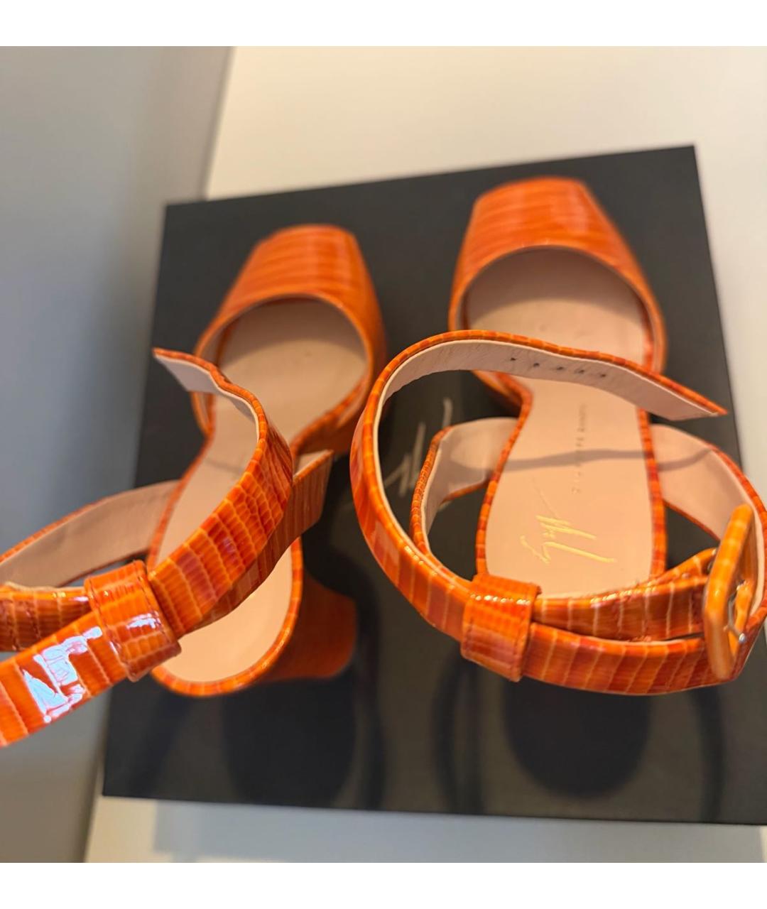 GIUSEPPE ZANOTTI DESIGN Оранжевые кожаные босоножки, фото 3