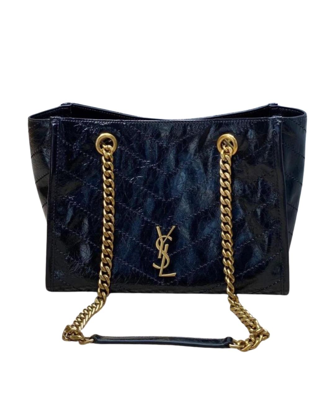 SAINT LAURENT Черная кожаная сумка тоут, фото 1