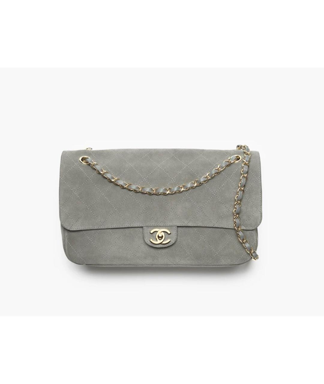 CHANEL Серая замшевая сумка через плечо, фото 9