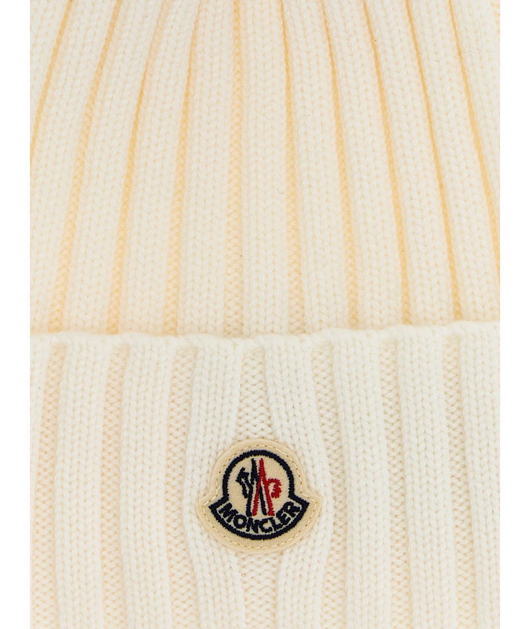 MONCLER Белая шерстяная шапка, фото 3