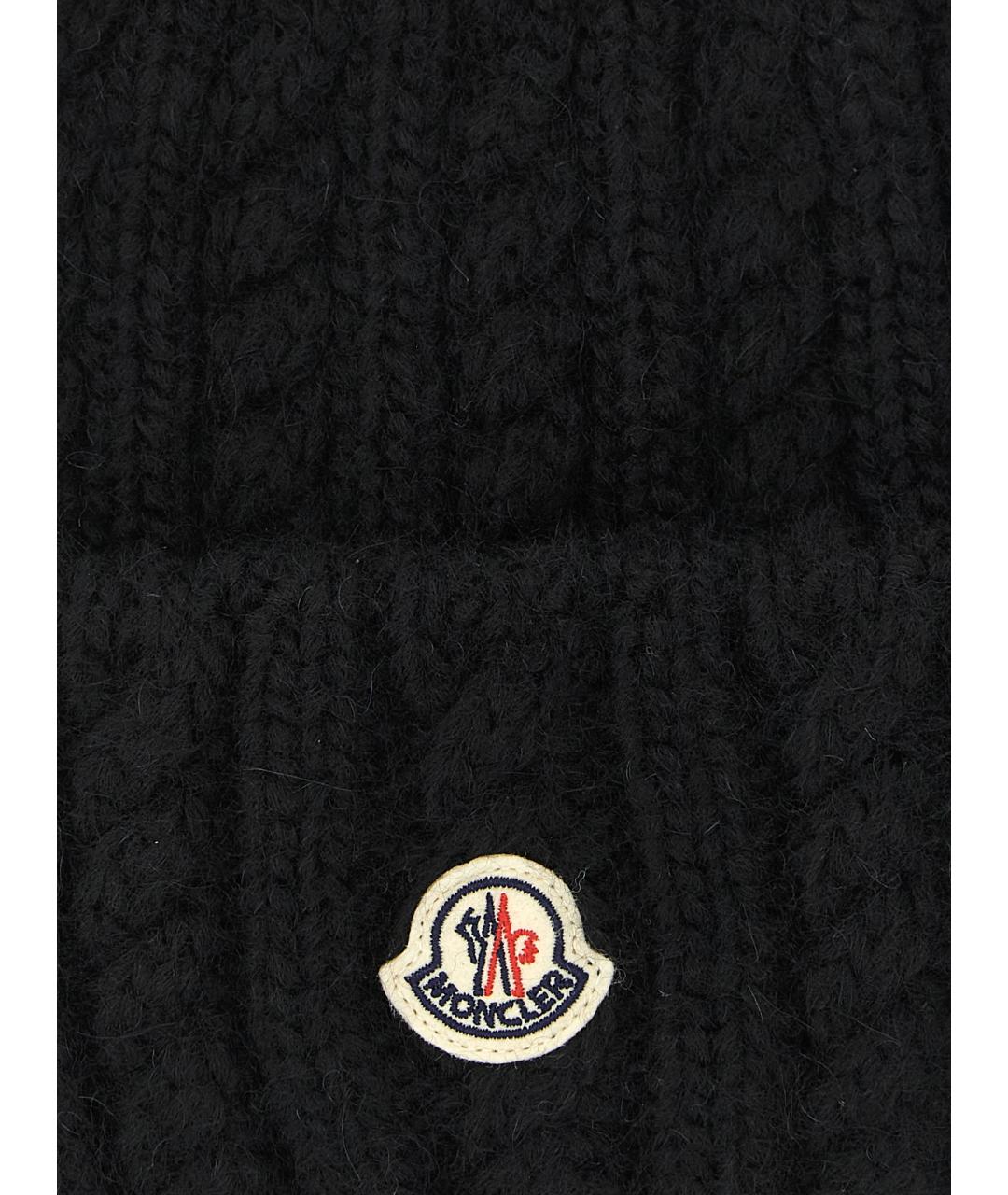 MONCLER Черная шерстяная шапка, фото 3