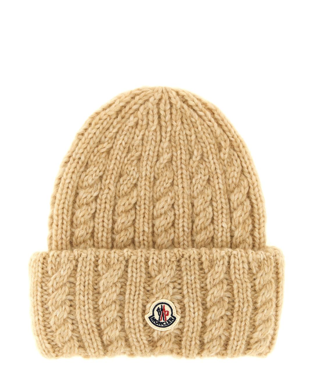 MONCLER Бежевая шерстяная шапка, фото 1