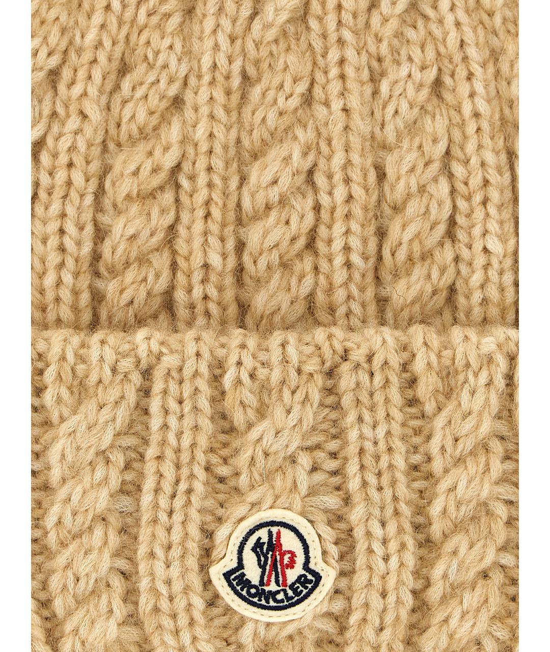 MONCLER Бежевая шерстяная шапка, фото 3