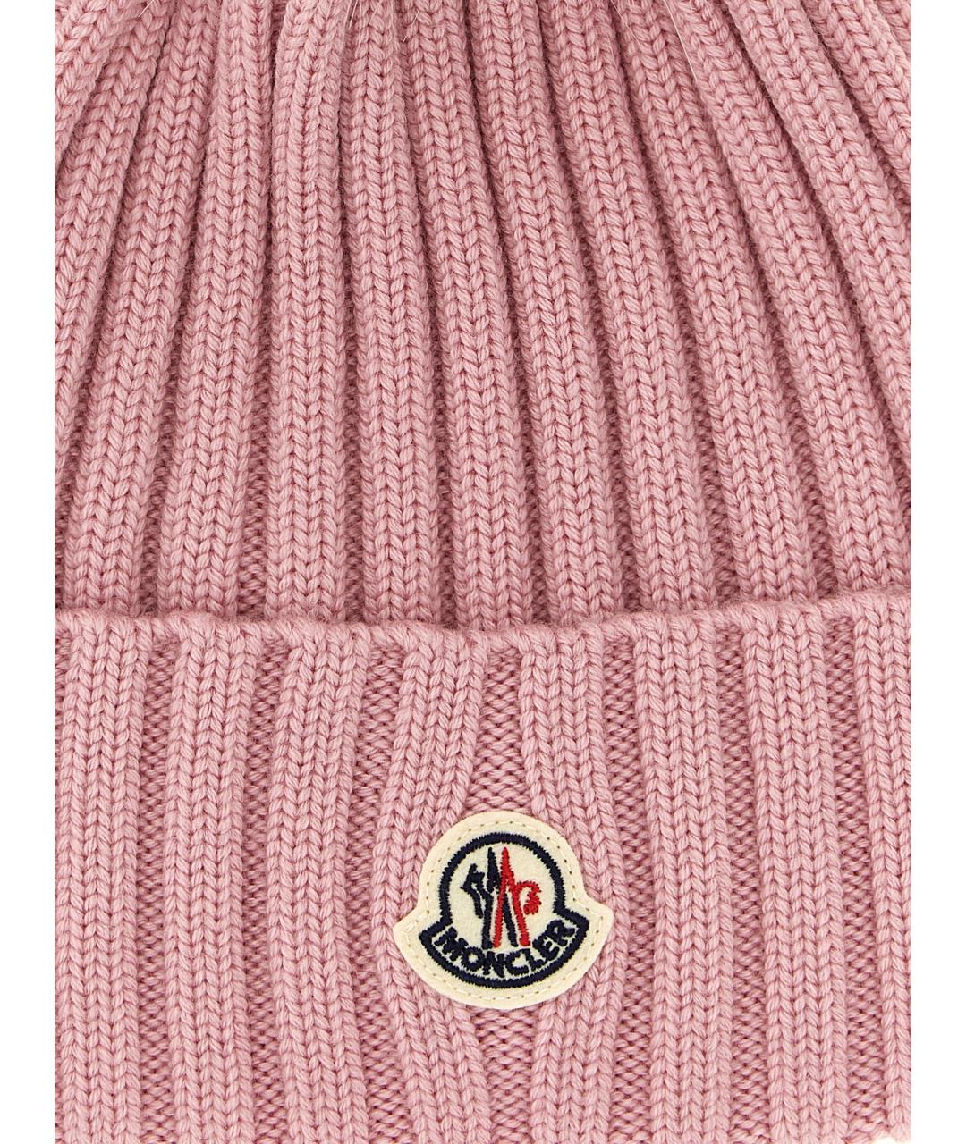 MONCLER Розовая шерстяная шапка, фото 3