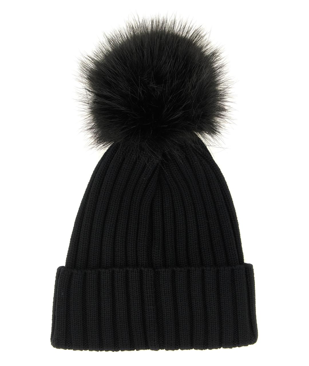 MONCLER Черная шерстяная шапка, фото 2