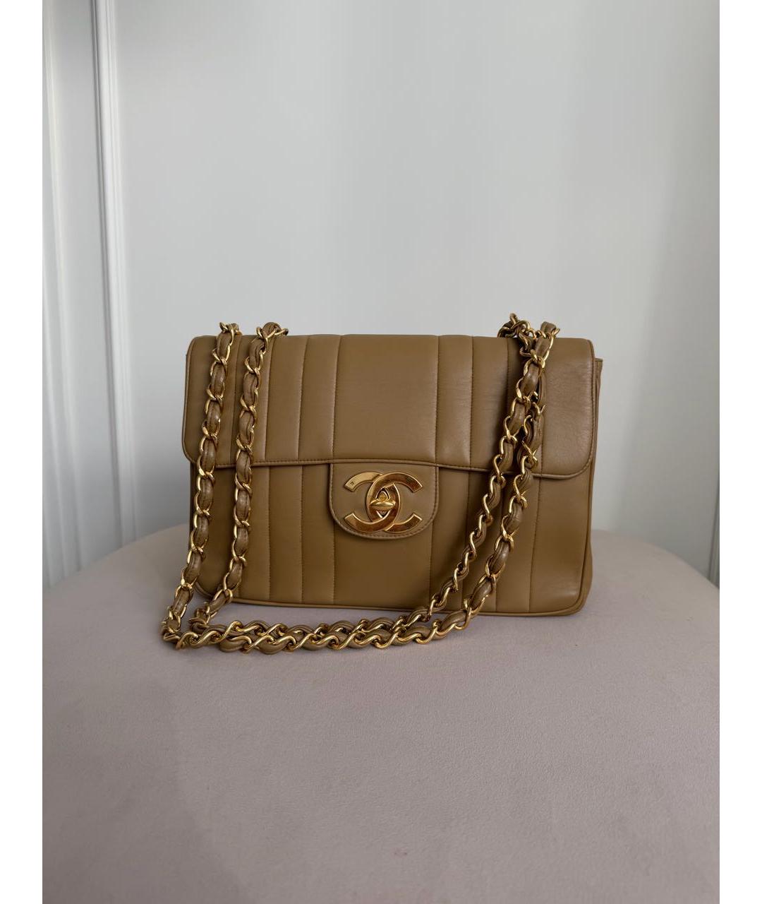 CHANEL Бежевая кожаная сумка через плечо, фото 9