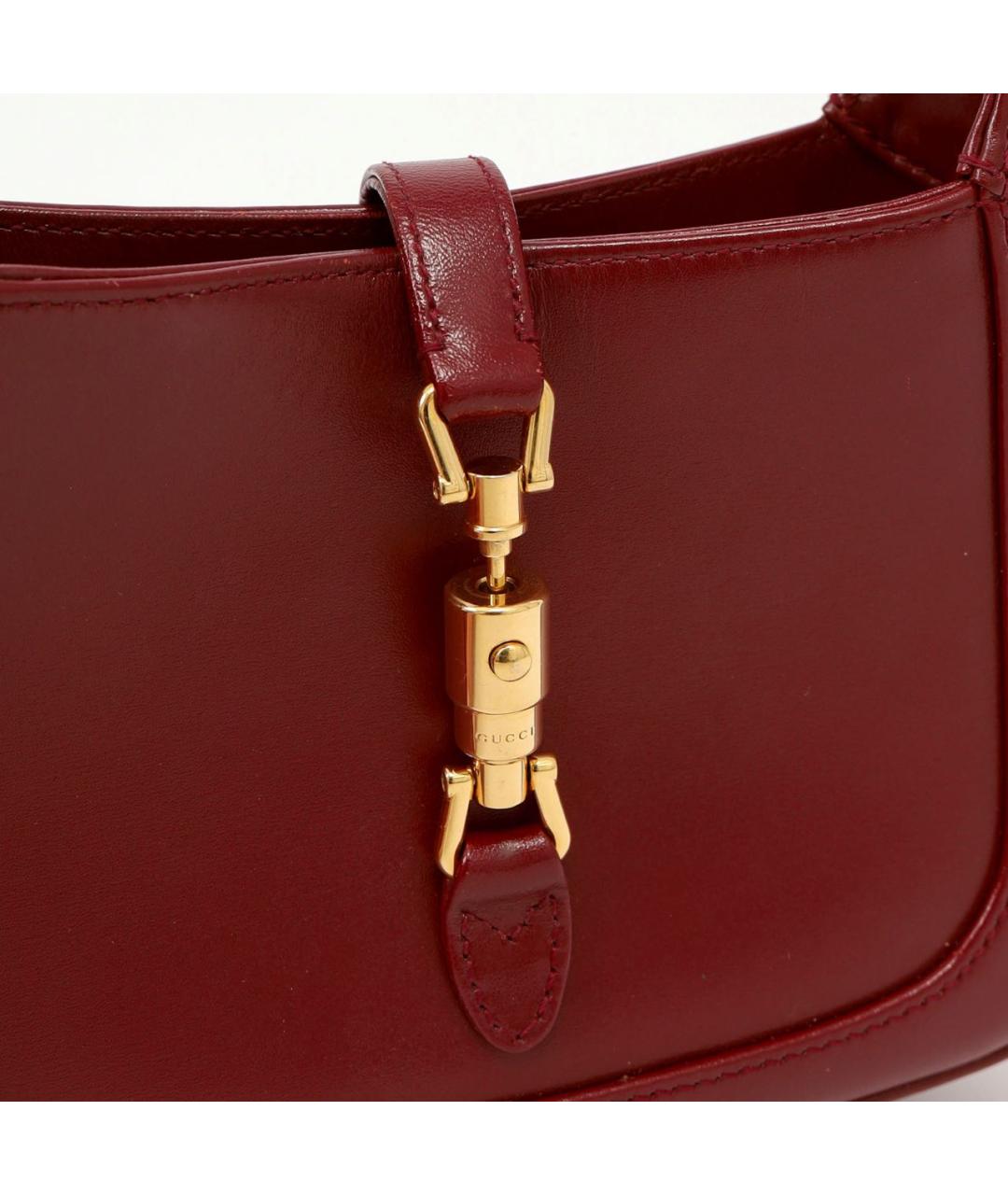 GUCCI Бордовая кожаная сумка с короткими ручками, фото 5