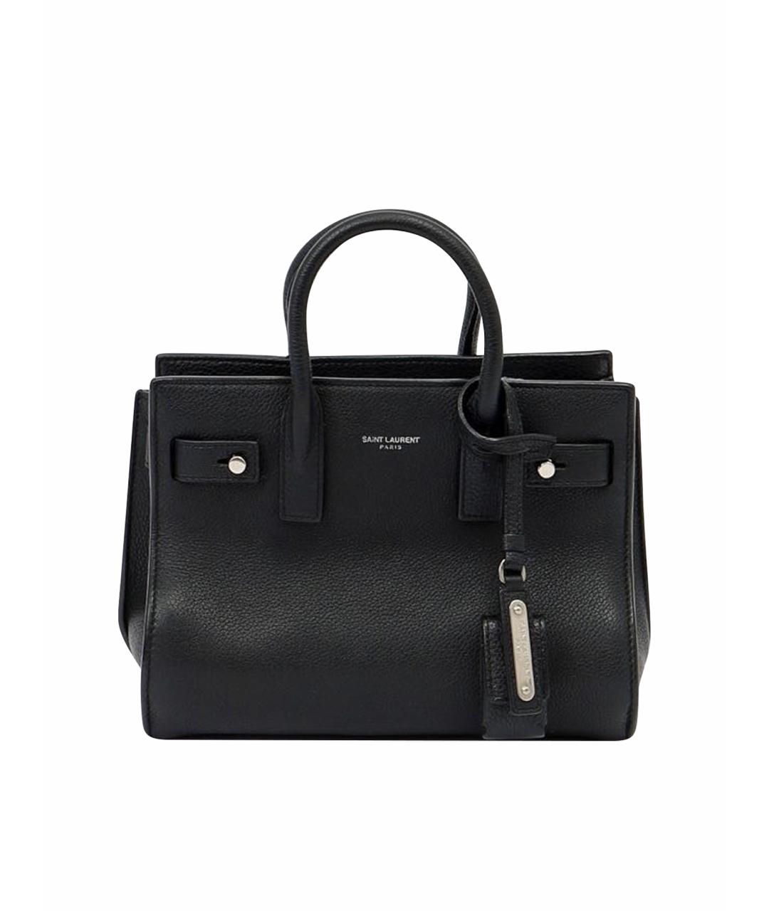 SAINT LAURENT Черная кожаная сумка с короткими ручками, фото 1