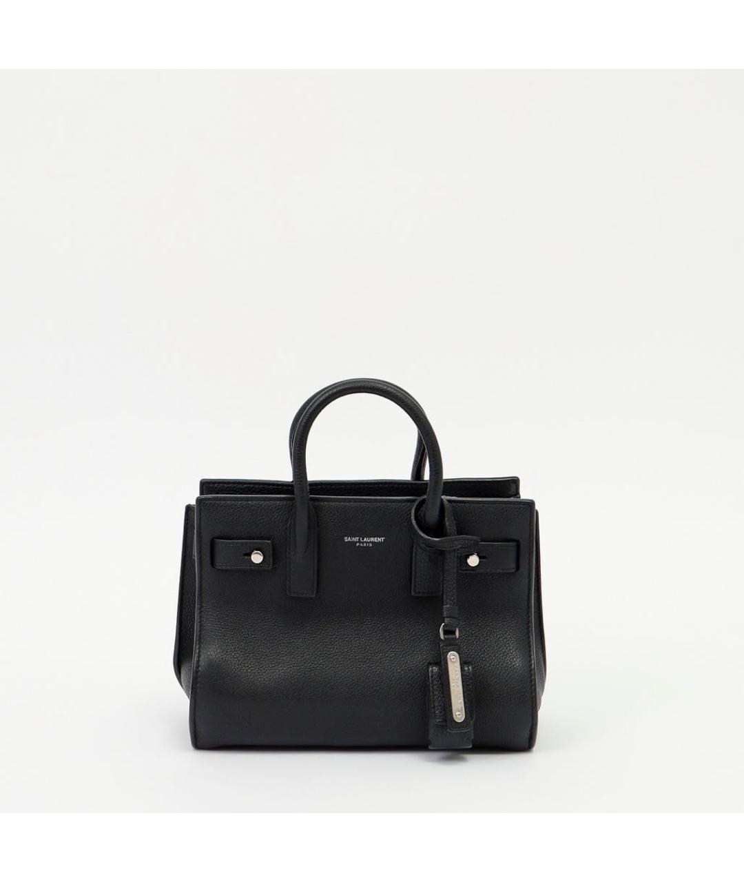 SAINT LAURENT Черная кожаная сумка с короткими ручками, фото 7