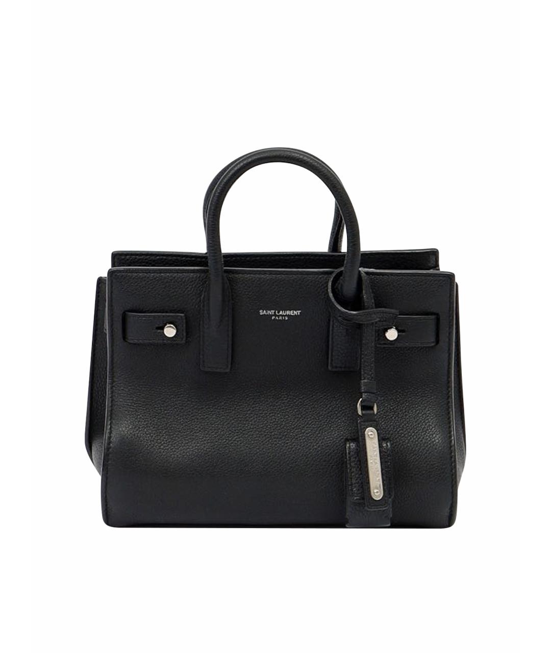 SAINT LAURENT Черная кожаная сумка с короткими ручками, фото 8