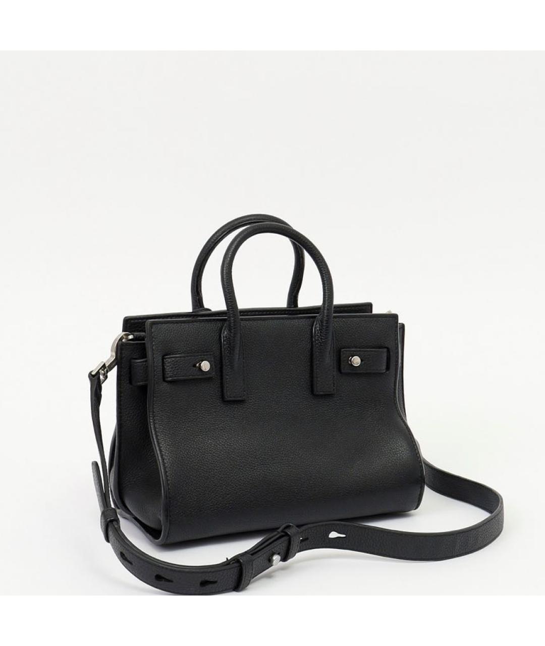 SAINT LAURENT Черная кожаная сумка с короткими ручками, фото 3