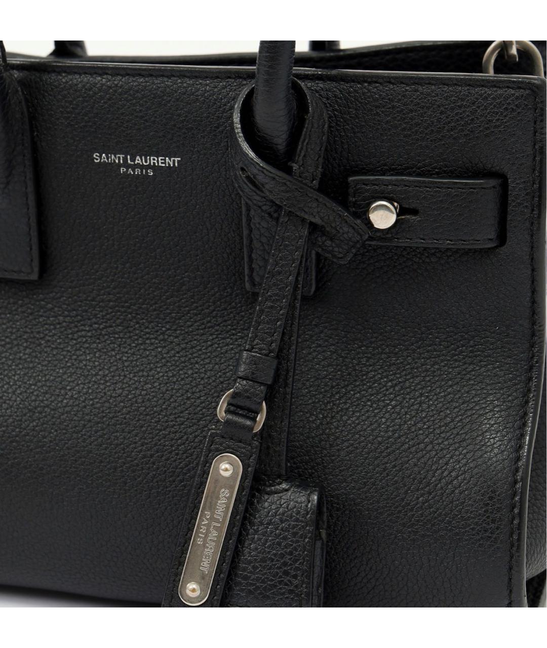 SAINT LAURENT Черная кожаная сумка с короткими ручками, фото 5